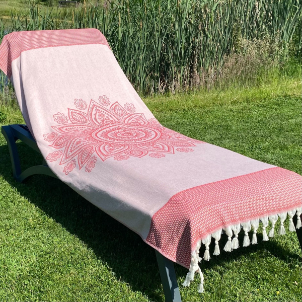 Hamamtuch Saunatuch Boho Samba red