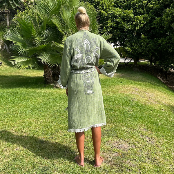 Hamam Bademantel Damen Elephant Green