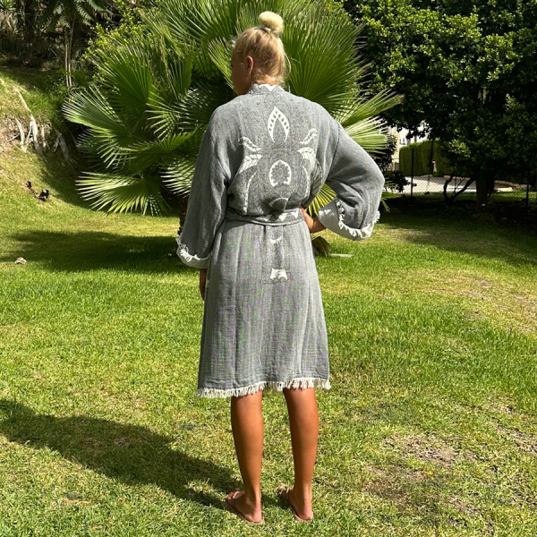 Hamam Bademantel Damen Elephant Grey