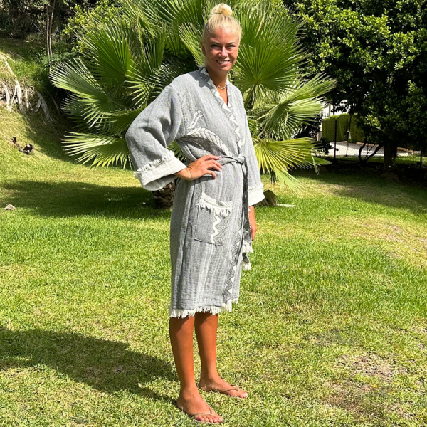 Hamam Bademantel Damen Elephant Grey