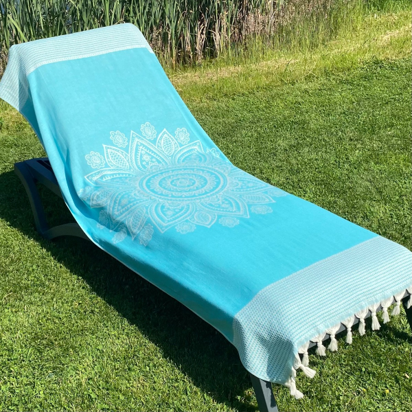 Hamamtuch Saunatuch Boho Peacock Blue