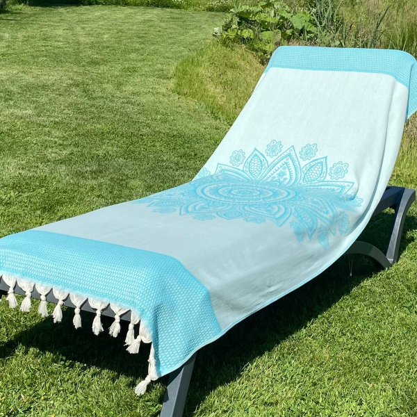 Hamamtuch Saunatuch Boho Peacock Blue
