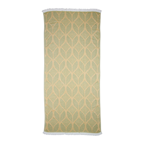Hamamtuch Saunatuch Botanic Art Mustard-Green