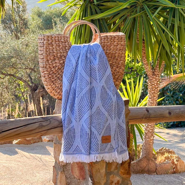 Hamamtuch Saunatuch Botanic Art Blue -Lavender