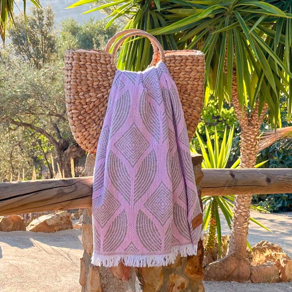 Hamamtuch Saunatuch Botanic Art Pink - Olive