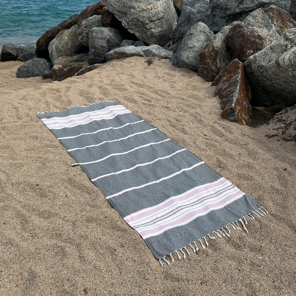 Hamamtuch Saunatuch Sea Me Black - Pink