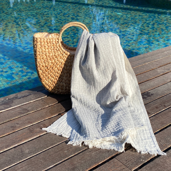 Hamamtuch Saunatuch Muslin  Grey