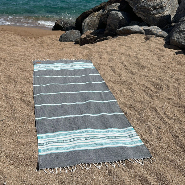 Hamamtuch Saunatuch Sea Me  Black-Turquoise