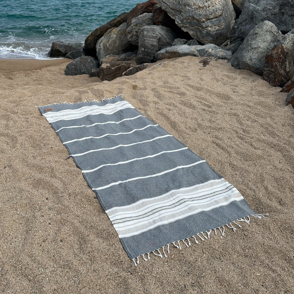 Hamamtuch Saunatuch Sea Me Black-Beige