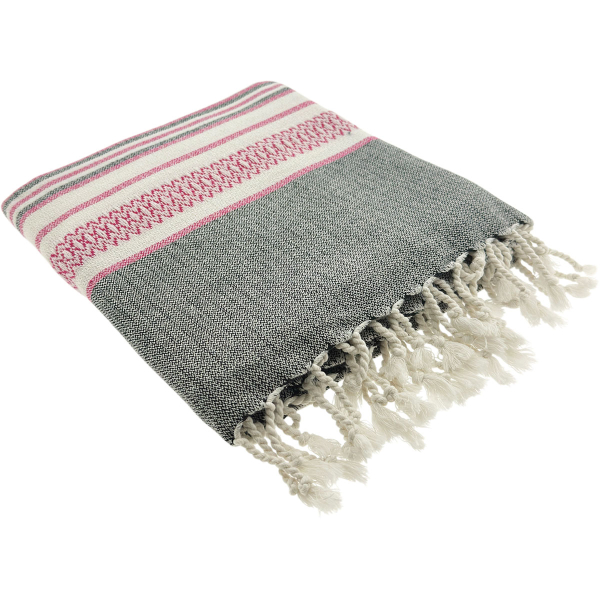 Hamamtuch Saunatuch Sea Me Black-Fuchsia