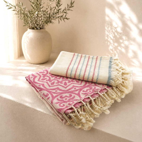 Hamamtuch Saunatuch Hamamtuch Set Stripe Pink
