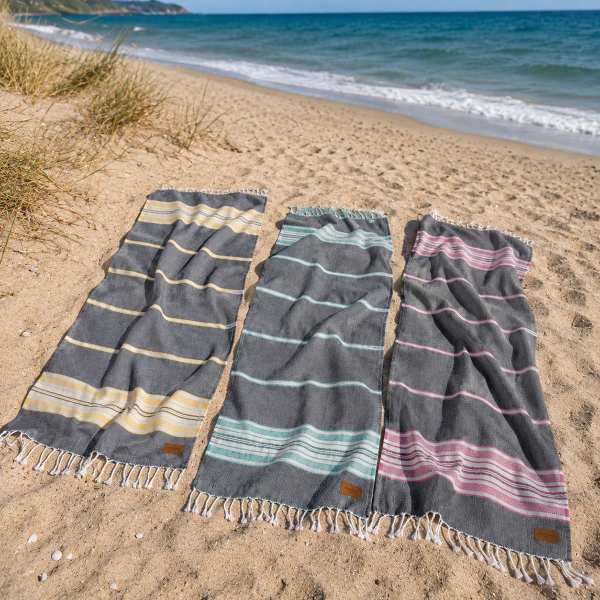 Hamamtuch Saunatuch 3er-Set Sea Me - Fuchsia, Grün, Zitronengelb 