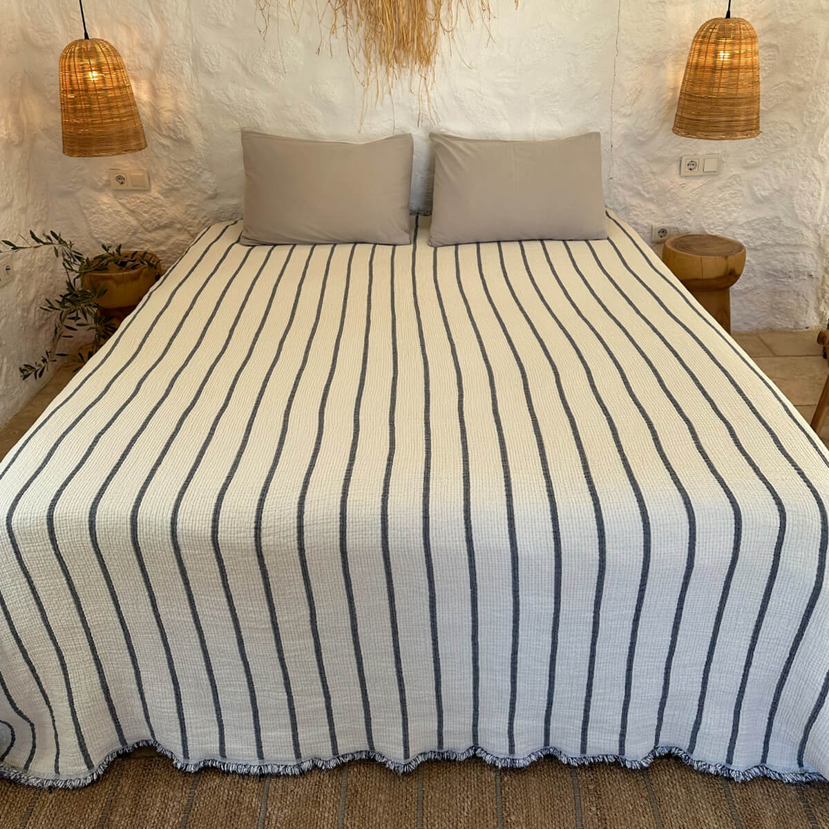 Bedsprei-Tagesbett-bedspread- Mouseline Anthracite
