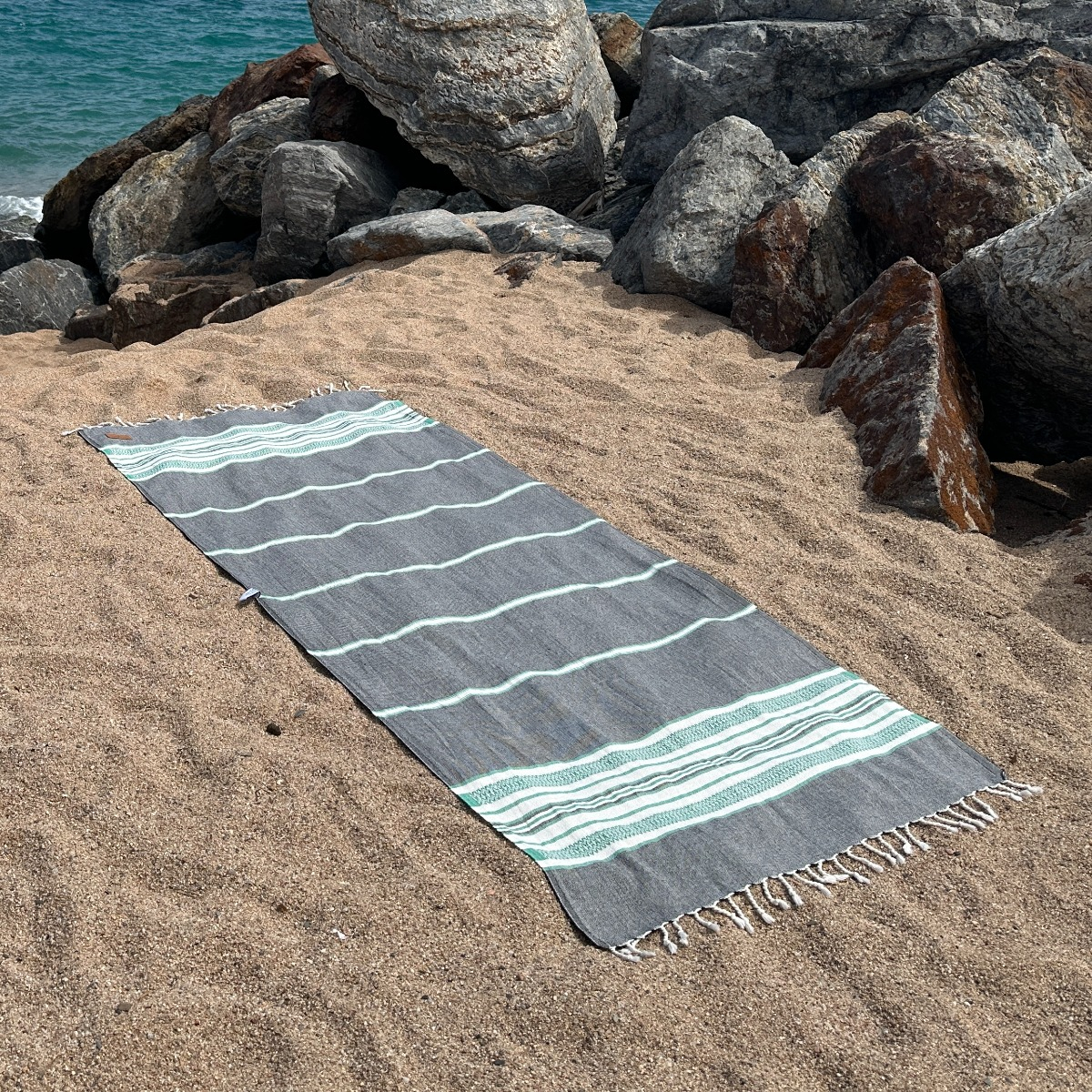 Hamamtuch Saunatuch Sea Me Black-Green