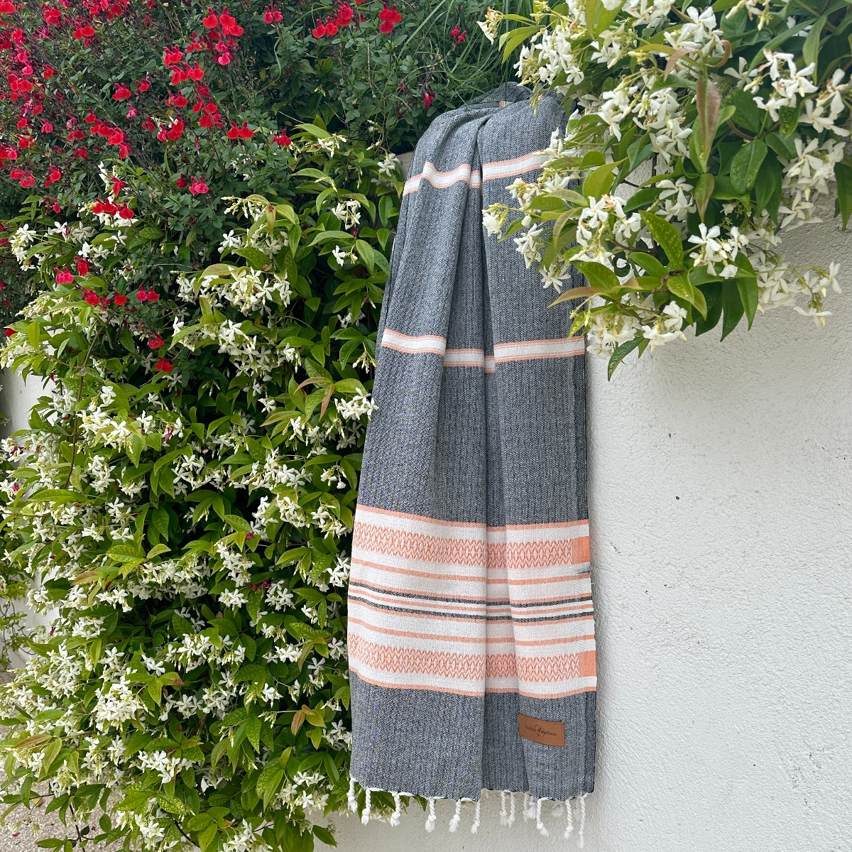 Hamamtuch Saunatuch Sea Me Black-Orange