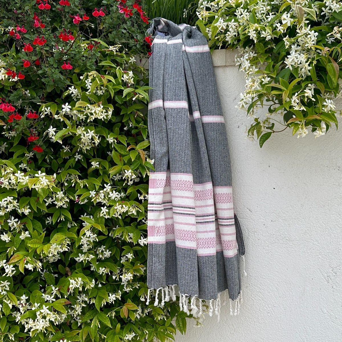 Hamamtuch Saunatuch Sea Me Black - Pink