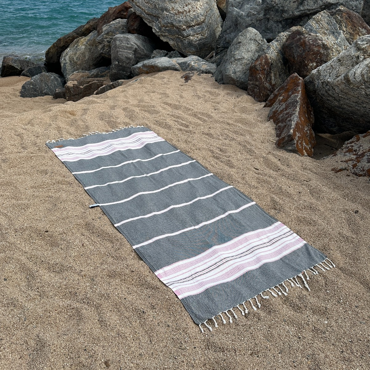 Hamamtuch Saunatuch Sea Me Black - Pink