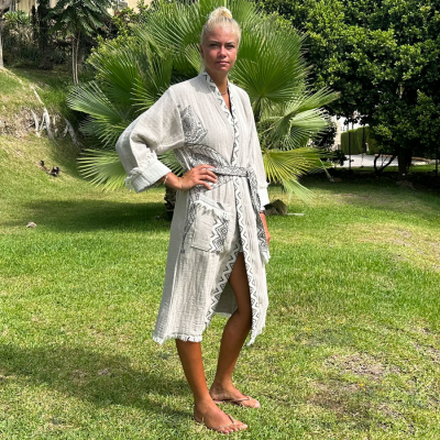 Hamam Bademantel Damen Elephant Beige