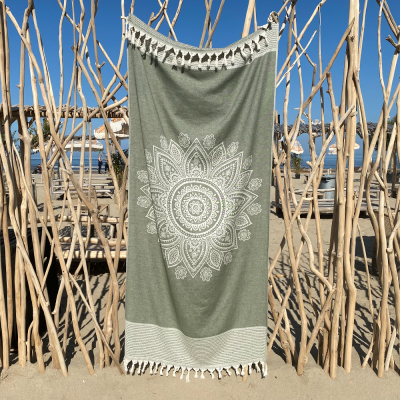 Hamamtuch Saunatuch Boho Chive Green