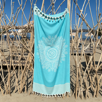 Hamamtuch Saunatuch Boho Peacock Blue