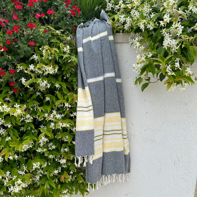 Hamamtuch Saunatuch Sea Me Black-Lemon