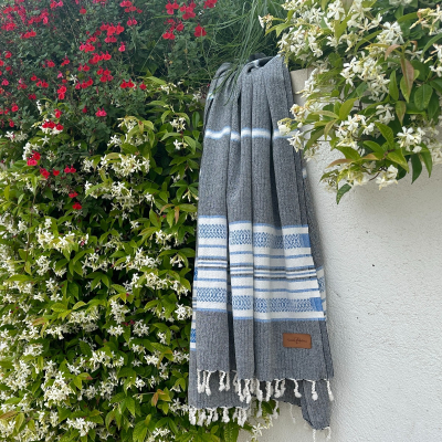 Hamamtuch Saunatuch Sea Me Black-Blue