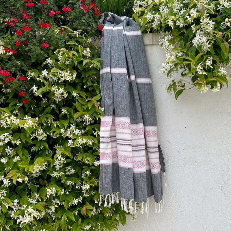 Hamamtuch Saunatuch Sea Me Black - Pink