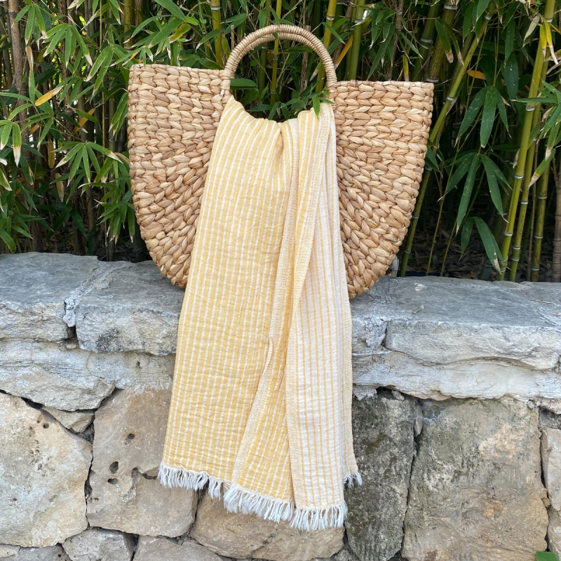 Hamamtuch Saunatuch Breton  Mustard