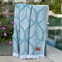 Hamamtuch Botanic Art Petrol Taupe